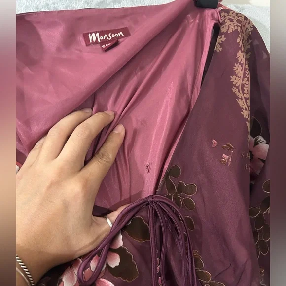 Monsoon y2k baby doll bust line silk floral maxi dress - Picture 15 of 16